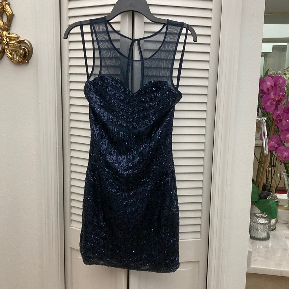 Macy's Navy Sequin Mini Dress